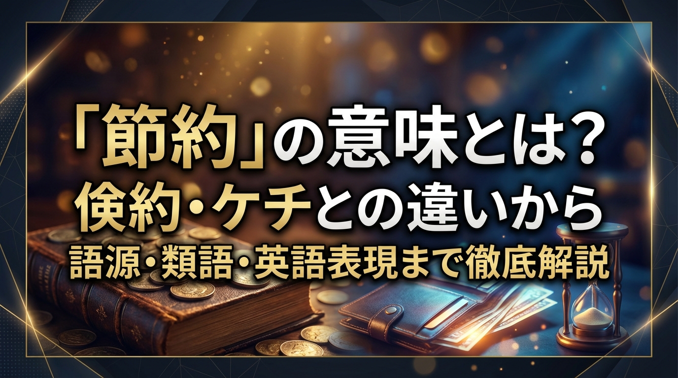「節約」の意味とは？倹約・ケチとの違いから語源・類語・英語表現まで徹底解説