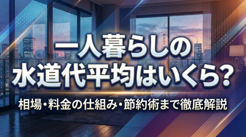 一人暮らしの水道代平均はいくら？相場・料金の仕組み・節約術まで徹底解説