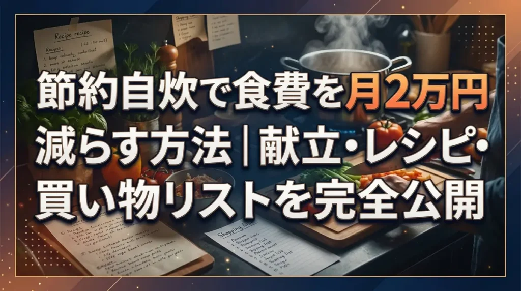 節約自炊で食費を月2万円減らす方法｜献立・レシピ・買い物リストを完全公開
