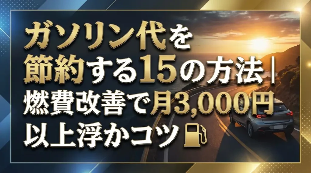 ガソリン代を節約する15の方法｜燃費改善で月3,000円以上浮かせるコツ